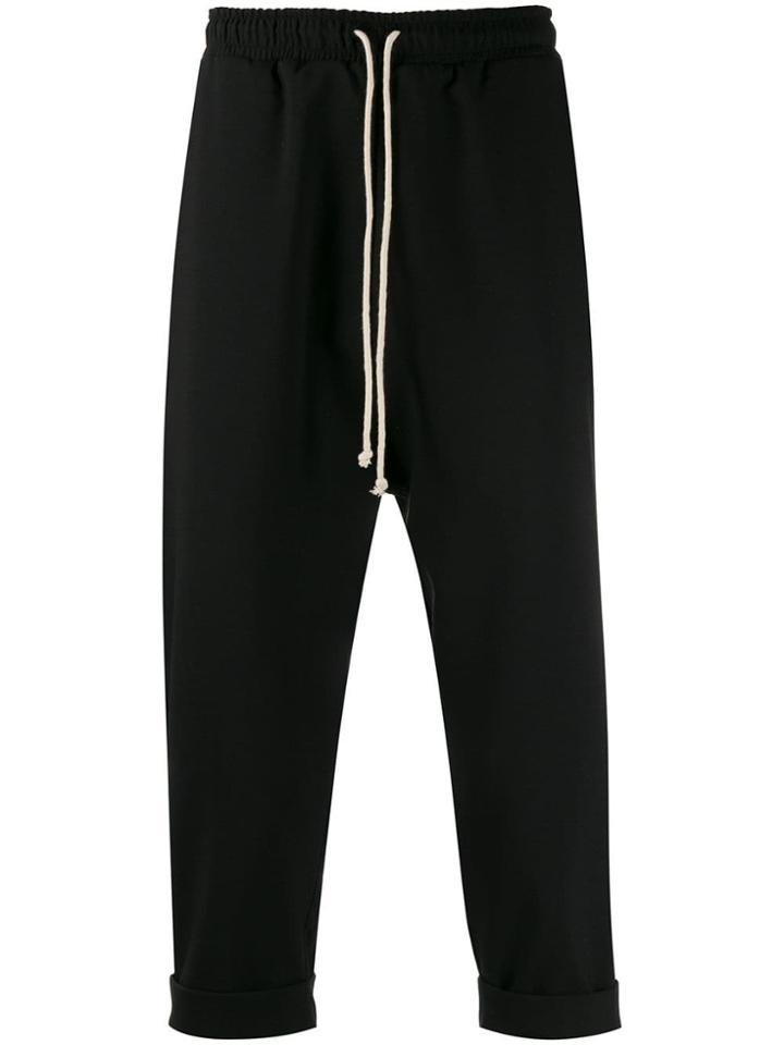 Alchemy Drawstring Cropped Track Trousers - Black
