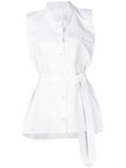 Maison Margiela Belted Sleeveless Shirt, Women's, Size: 40, White, Cotton/silk