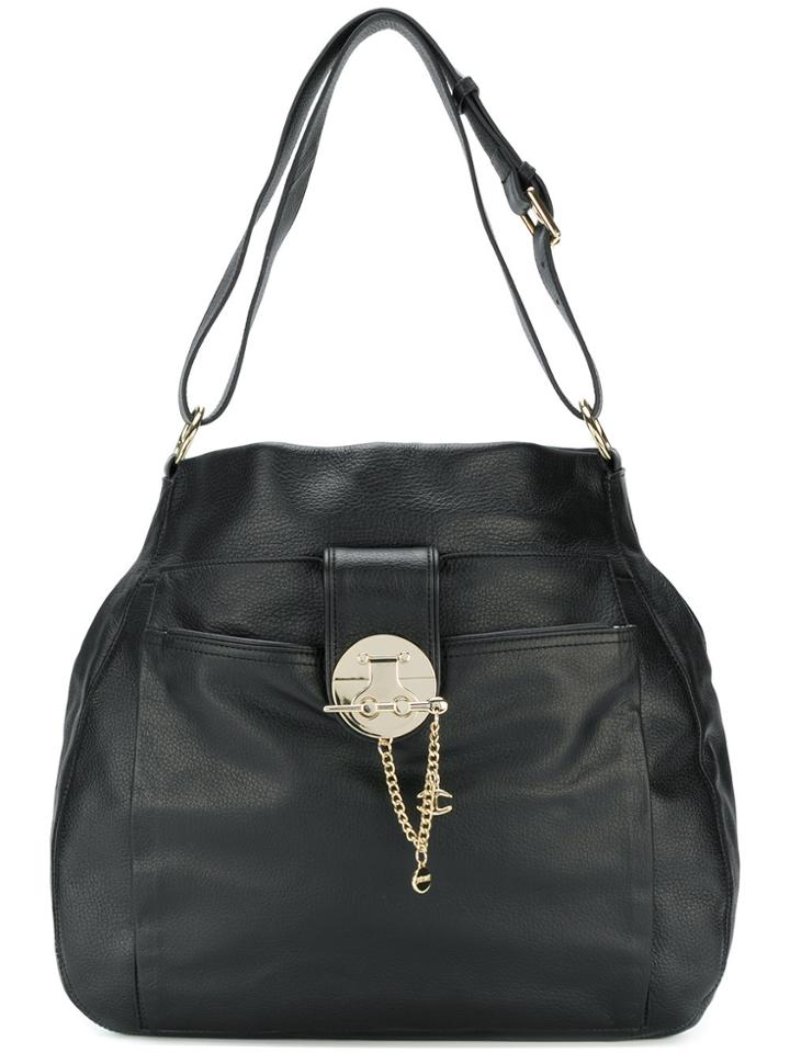 Just Cavalli Chain Clasp Hobo Tote - Black
