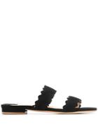 Fabio Rusconi Scallop Trim Flat Sandals - Black