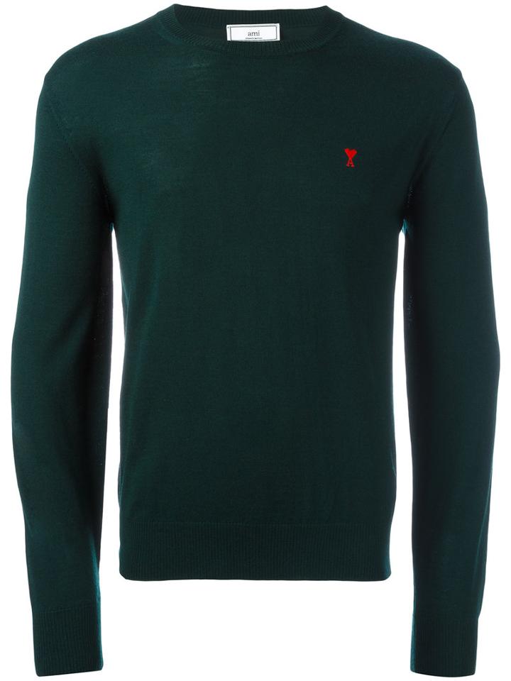 Ami Alexandre Mattiussi Ami De Coeur Sweater, Men's, Size: Xl, Green, Merino