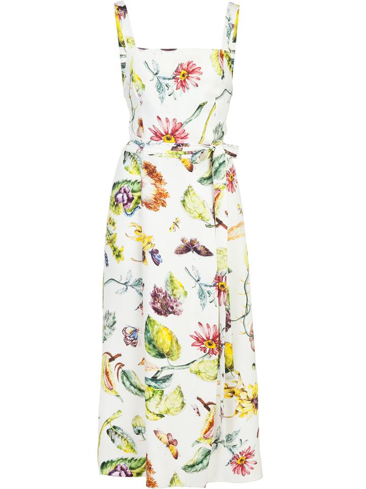 Adam Lippes - Printed Belt Dress - Women - Viscose - 6, White, Viscose
