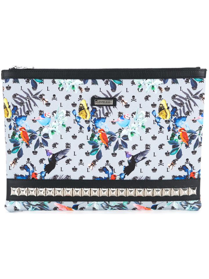 Loveless - Printed Zip Clutch - Men - Cotton/polyurethane - One Size, Blue, Cotton/polyurethane