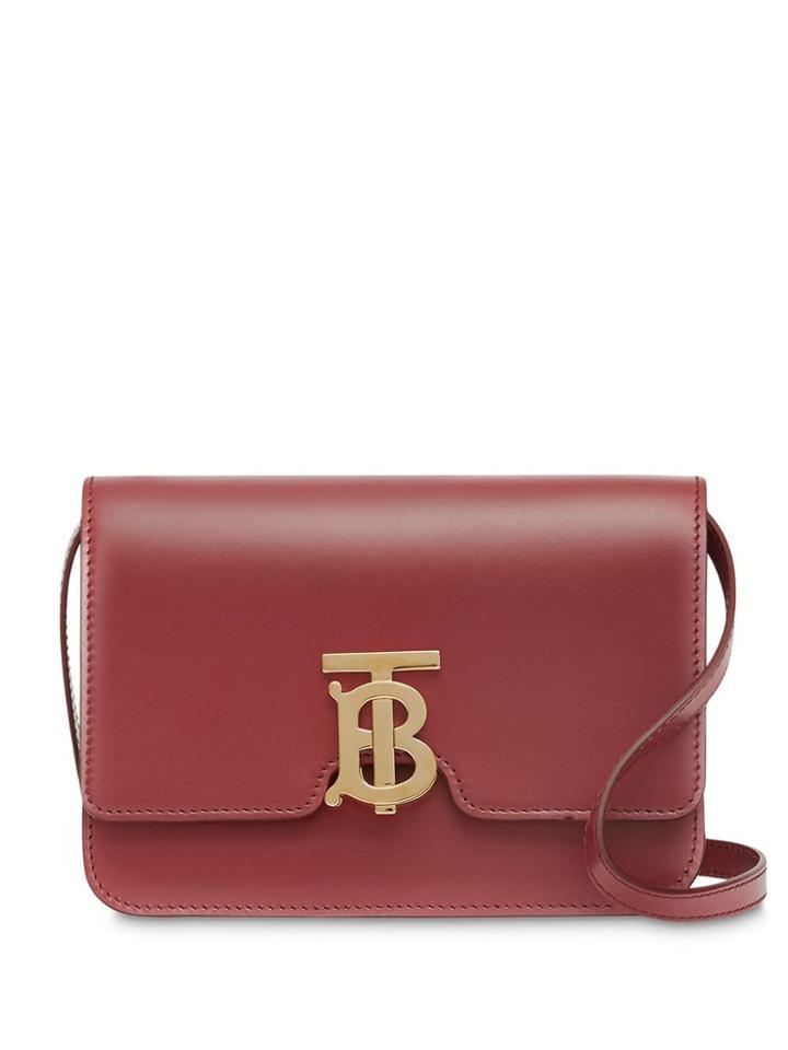 Burberry Small Leather Tb Bag - Red