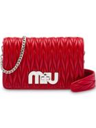 Miu Miu Délice Miu Logo Matelassé Bag - Red