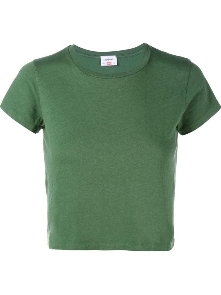 Re/done Hanes Boxy Cropped Short Sleeve T-shirt, Women's, Size: Xs, Green, Cotton