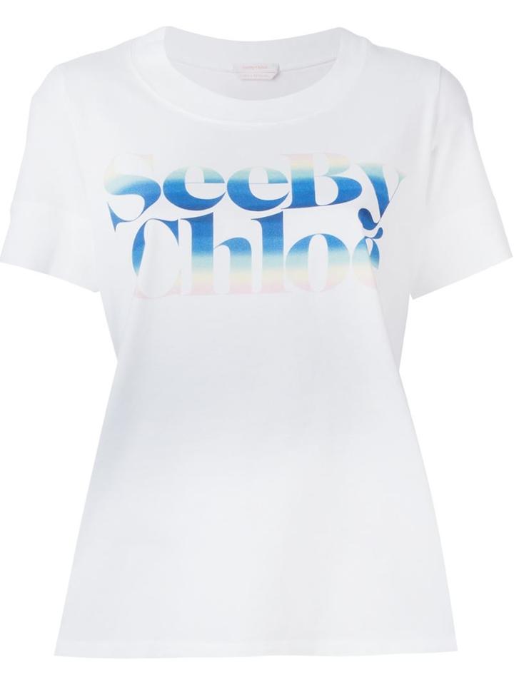 See By Chloé Logo Print T-shirt, Women's, Size: M, White, Cotton