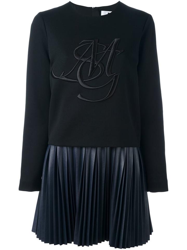 Msgm Sweatshirt Inset Dress, Women's, Size: 40, Black, Cotton/polyamide/polyester