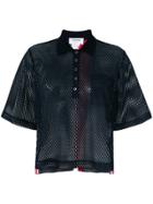 Thom Browne Mesh Short-sleeve Polo Top - Blue