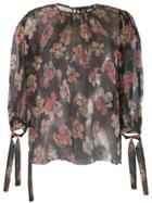 Luisa Cerano Floral Print Silk Blouse - Black