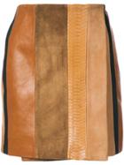 Adam Lippes Patchwork Leather Mini Skirt - Brown