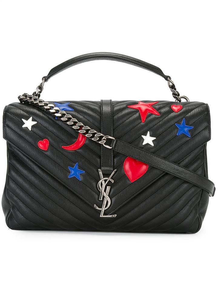 Saint Laurent Medium Monogram Collège Satchel Bag, Women's, Black, Leather