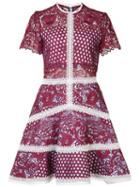 Alexis - Mosaic Flared Mini Dress - Women - Cotton/polyester/spandex/elastane - M, Blue, Cotton/polyester/spandex/elastane