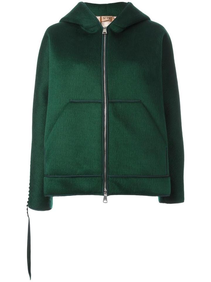 No21 Zip Up Hoodie, Women's, Size: 40, Green, Acrylic/polyester/cotton/viscose