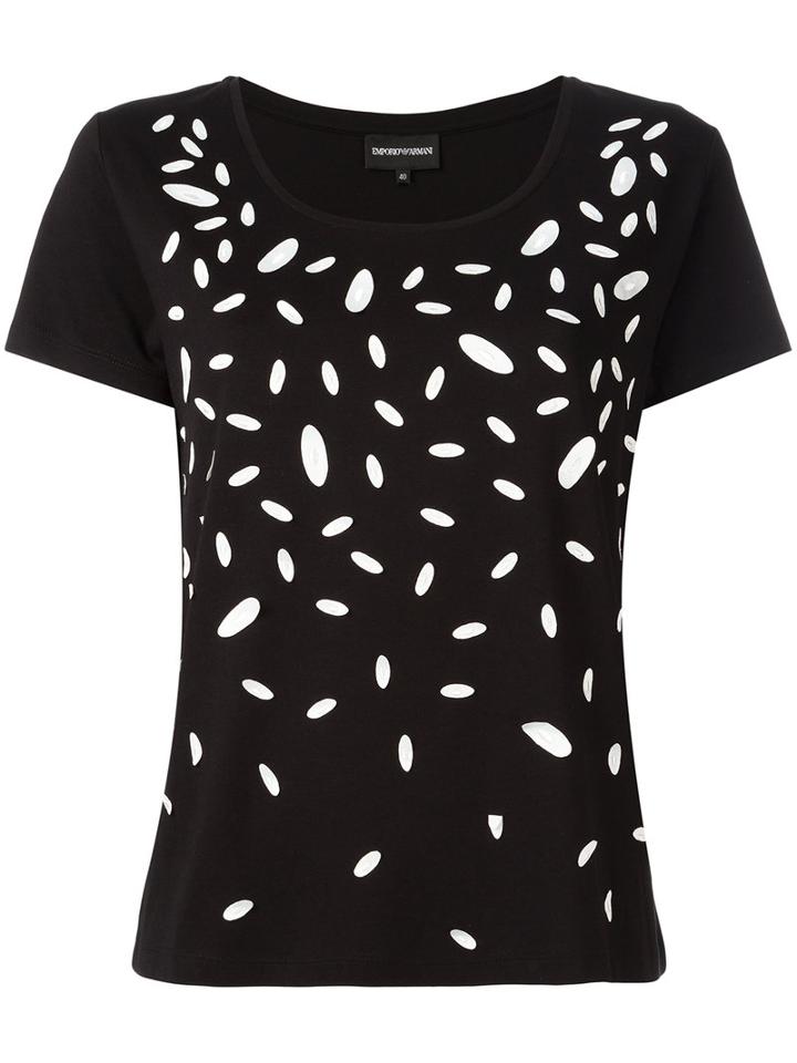 Emporio Armani Contrast Print T-shirt, Women's, Size: 44, Black, Cotton/modal