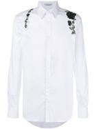 Alexander Mcqueen Embroidered Rose Harness Shirt - White