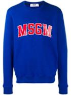 Msgm Logo Printed Sweatshirt - Blue