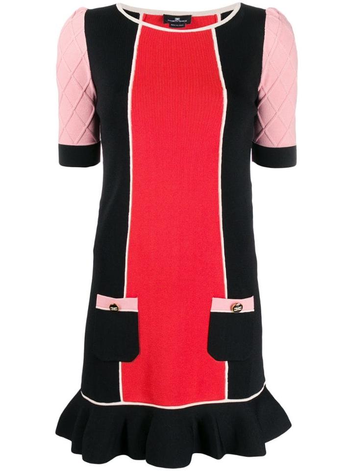 Elisabetta Franchi Colour Block Shift Dress - Black