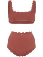 Marysia Santa Monica High-waisted Scalloped Bikini Set - Pink