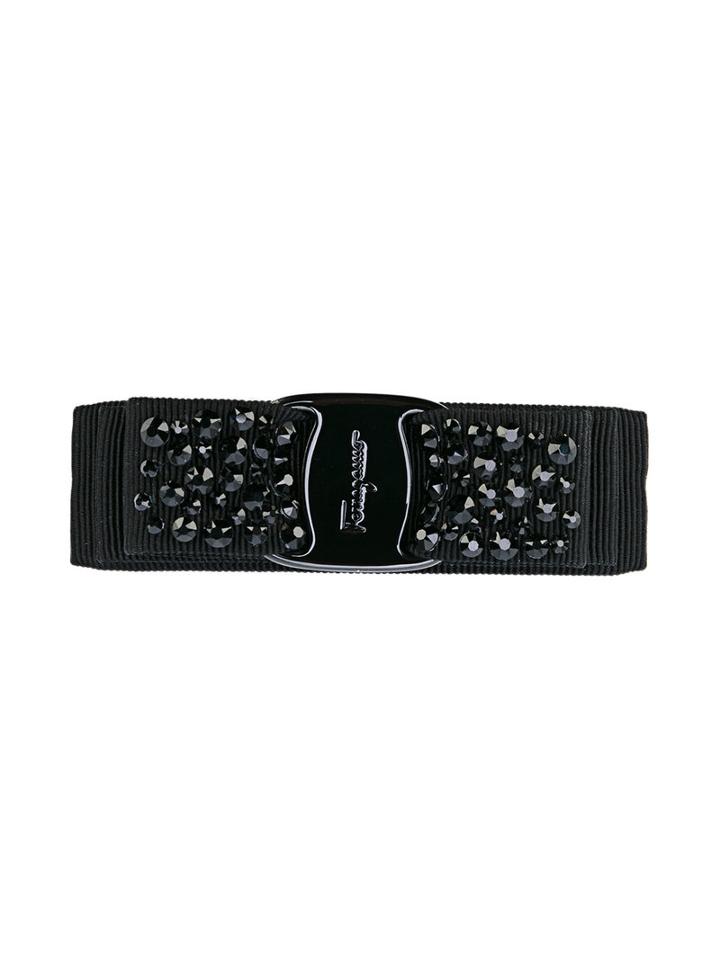 Salvatore Ferragamo - Vara Bow Hair Clip - Women - Cotton/pvc/metal - One Size, Black, Cotton/pvc/metal