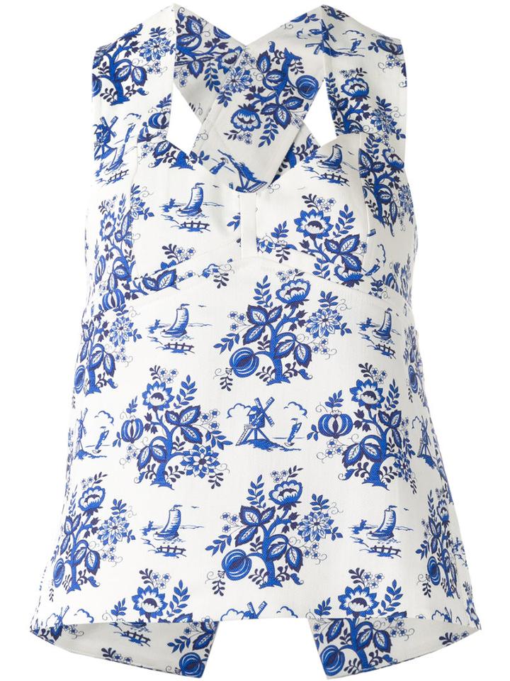 Victoria Beckham Cross Back Swing Top, Women's, Size: 12, Blue, Cotton/spandex/elastane