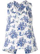Victoria Beckham Cross Back Swing Top, Women's, Size: 12, Blue, Cotton/spandex/elastane
