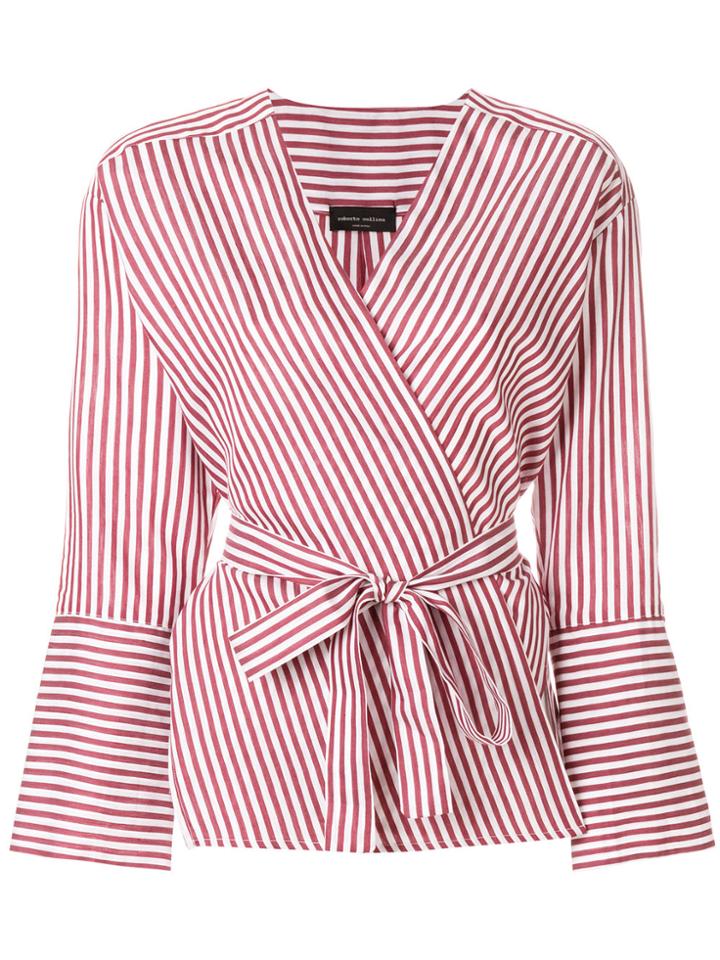 Roberto Collina Striped Wrap Shirt - White