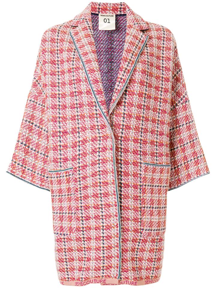 Semicouture 'ballerina' Checkered Coat - Multicolour
