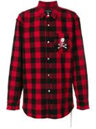 Mastermind World Skull Print Checked Shirt - Red