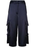 Sies Marjan Sidney Crinkled Satin Elongated Cargo Shorts - Blue