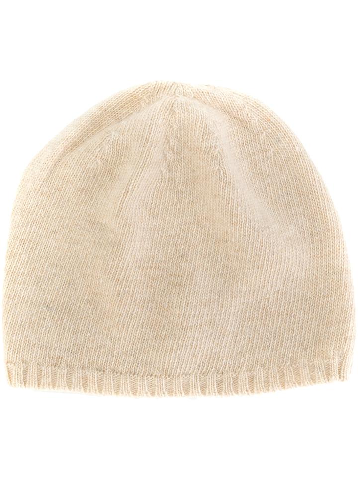 Kristensen Du Nord Ribbed Trim Beanie - Nude & Neutrals