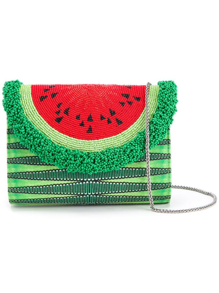 Sarah's Bag Watermelon Clutch, Women's, Green, Cotton/viscose
