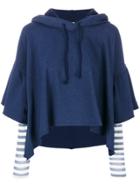 Semicouture Cropped Hooded Sweatshirt - Blue
