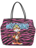 Moschino Jewelled Tiger Print Tote, Women's, Black, Polyester/leather