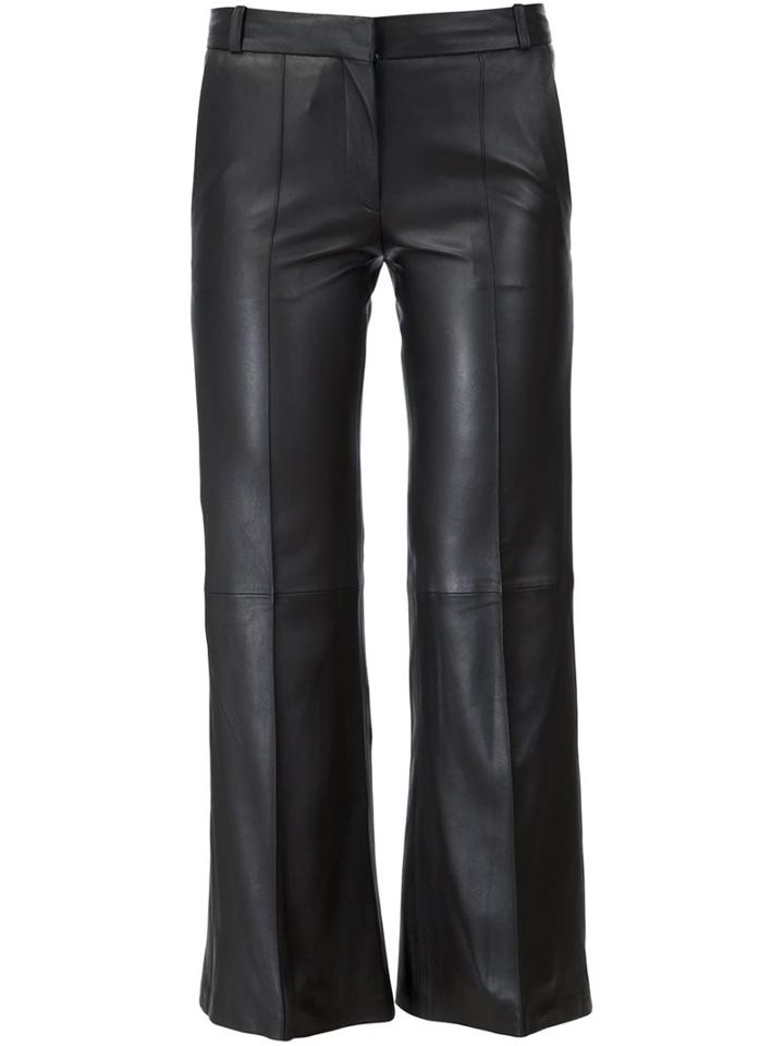 Barbara Bui Lambskin Cropped Trousers, Women's, Size: 36, Black, Lamb Skin