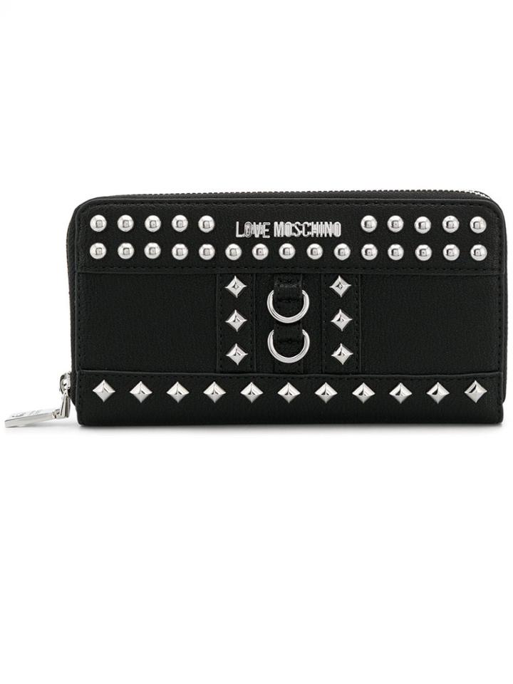 Love Moschino Studded Zip-around Wallet - Black
