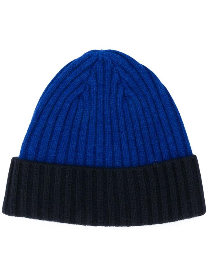 N.peal Chunky Rib Contrast Hat - Blue