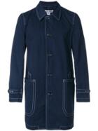 Comme Des Garçons Shirt Contrast Stitch Buttoned Coat - Blue