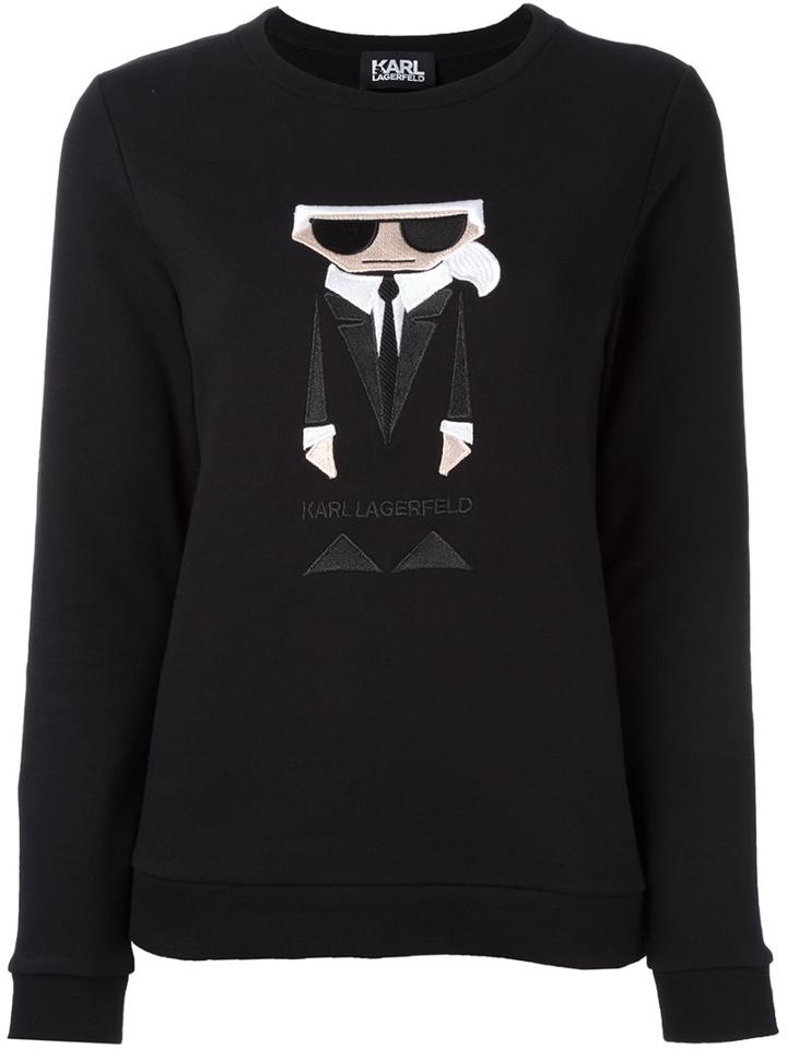 Karl Lagerfeld Embroidered Karl Sweatshirt, Women's, Size: Large, Black, Cotton