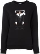 Karl Lagerfeld Embroidered Karl Sweatshirt, Women's, Size: Large, Black, Cotton
