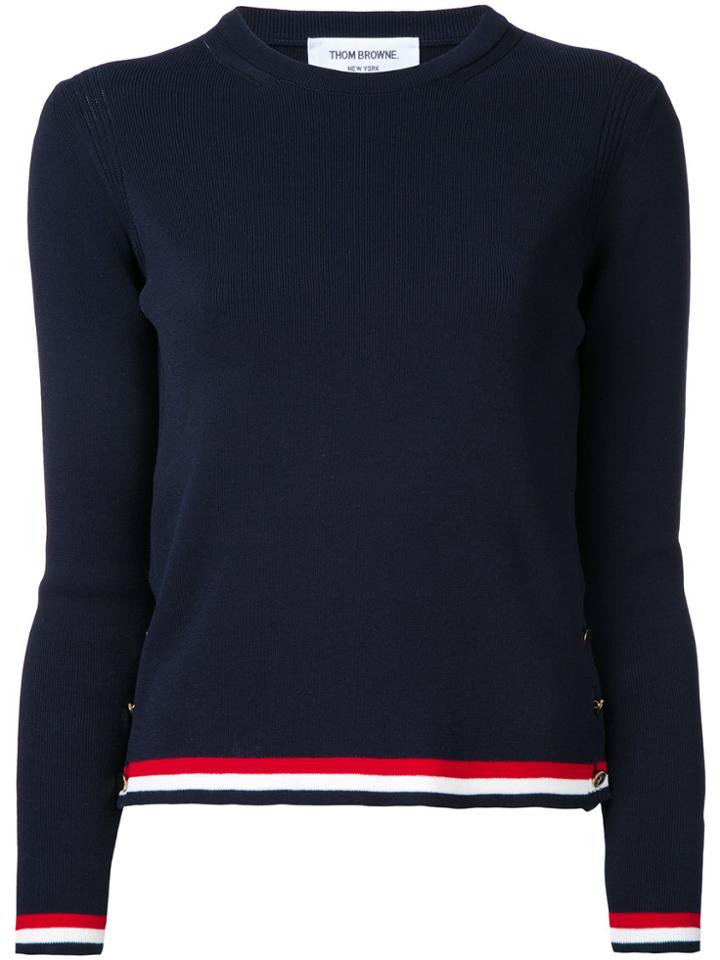 Thom Browne Long Sleeve Crewneck Pullover With Open Stitch Frame In