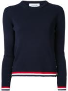 Thom Browne Long Sleeve Crewneck Pullover With Open Stitch Frame In