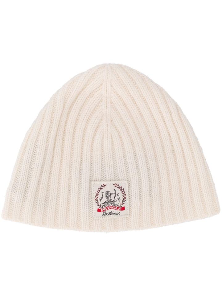 Pringle Of Scotland Cashmere Logo Beanie - White