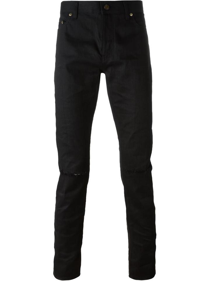 Saint Laurent Classic Slim Jeans, Men's, Size: 33, Black, Cotton/polyurethane