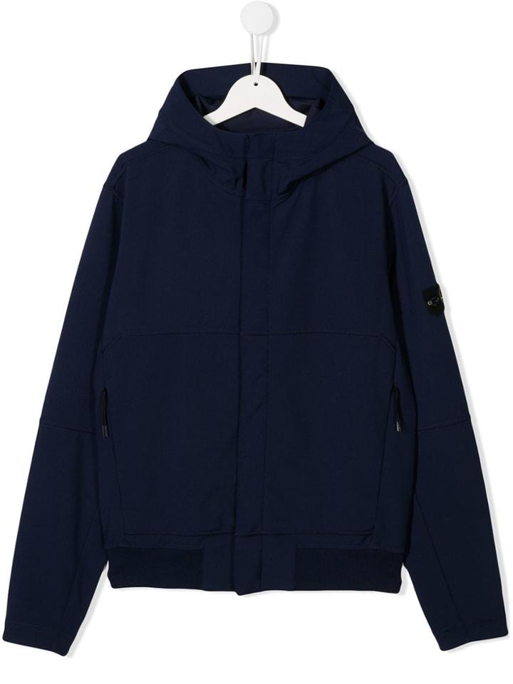 Stone Island Junior Hooded Bomber Jacket - Blue