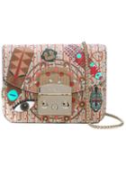 Furla - Mask Print Shoulder Bag - Women - Leather/polyester - One Size, Nude/neutrals, Leather/polyester