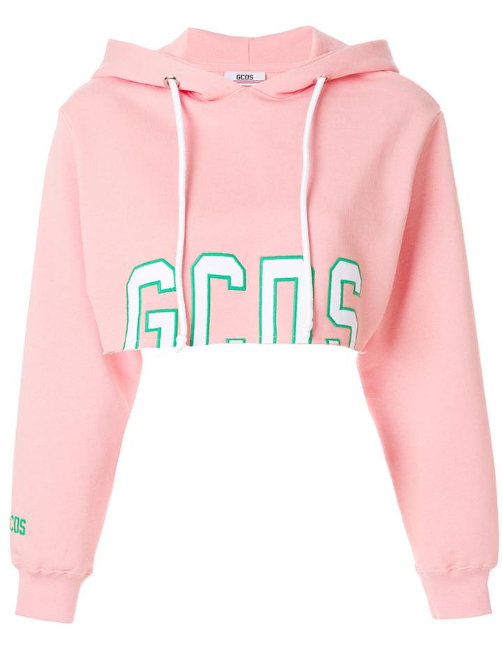 Gcds Logo Cropped Hoodie - Pink & Purple