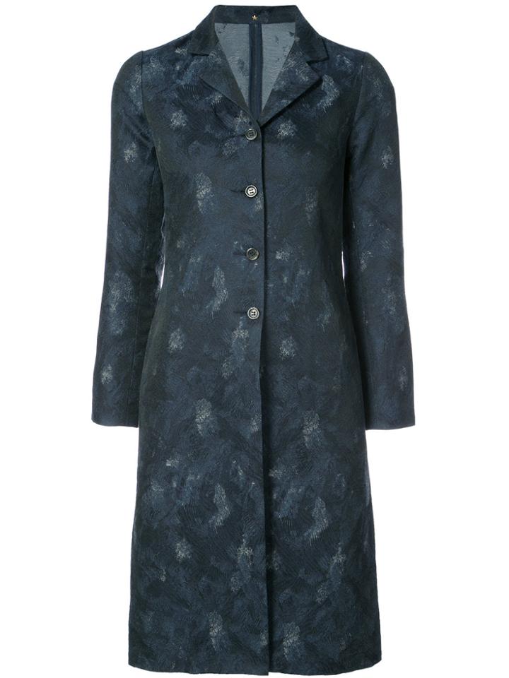 Peter Cohen Patterned Single-breasted Coat - Blue