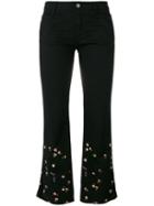 Ermanno Scervino Floral Motif Pants, Women's, Size: 46, Black, Cotton/elastodiene/polyester