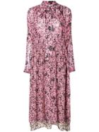 Cédric Charlier Floral Print Midi Dress - Pink & Purple
